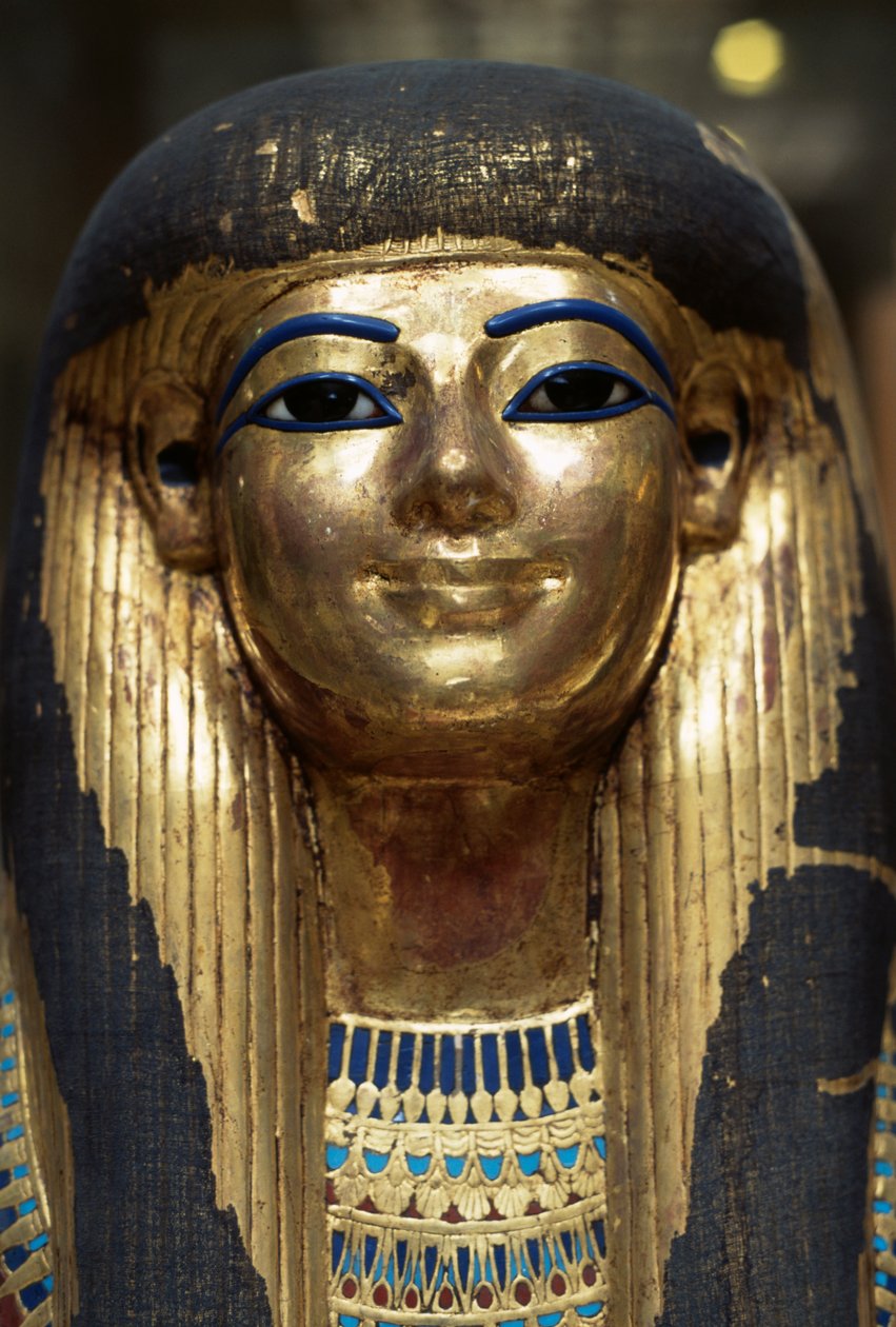 Tjuya halotti maszkja, Yuya és Tjuya sírjából, Királyok Völgye, Egyiptom, Egyiptomi civilizáció, Újbirodalom, XVIII. dinasztia alkotó: Egyptian 18th Dynasty