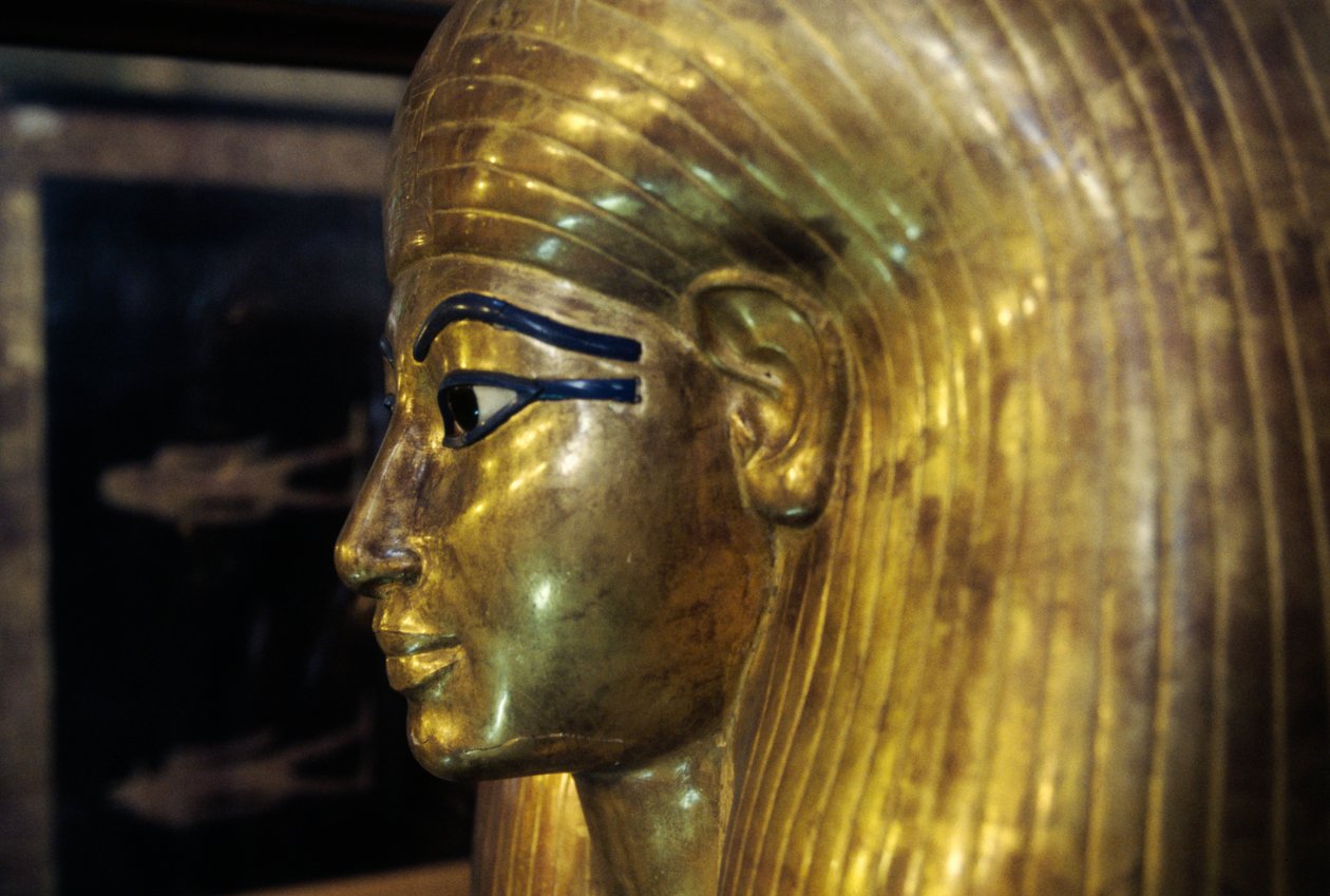 Tjuya szarkofágja, Yuya Tjuya sírjából, Királyok Völgye, Egyiptom, Egyiptomi civilizáció, Újbirodalom, XVIII. dinasztia, Részlet alkotó: Egyptian 18th Dynasty