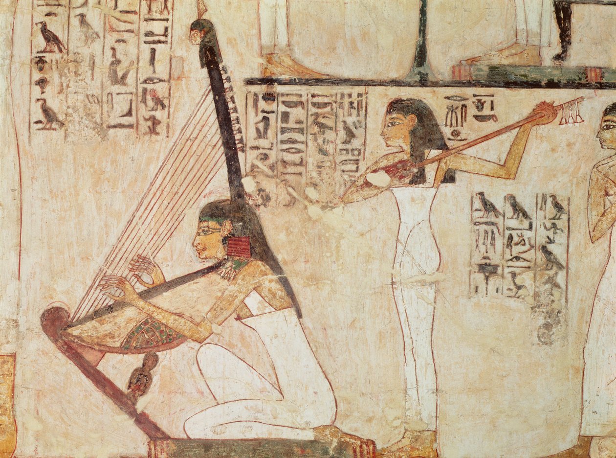 Két zenész, Rekhmire sírjából, Új Királyság (falfestmény) alkotó: Egyptian 18th Dynasty