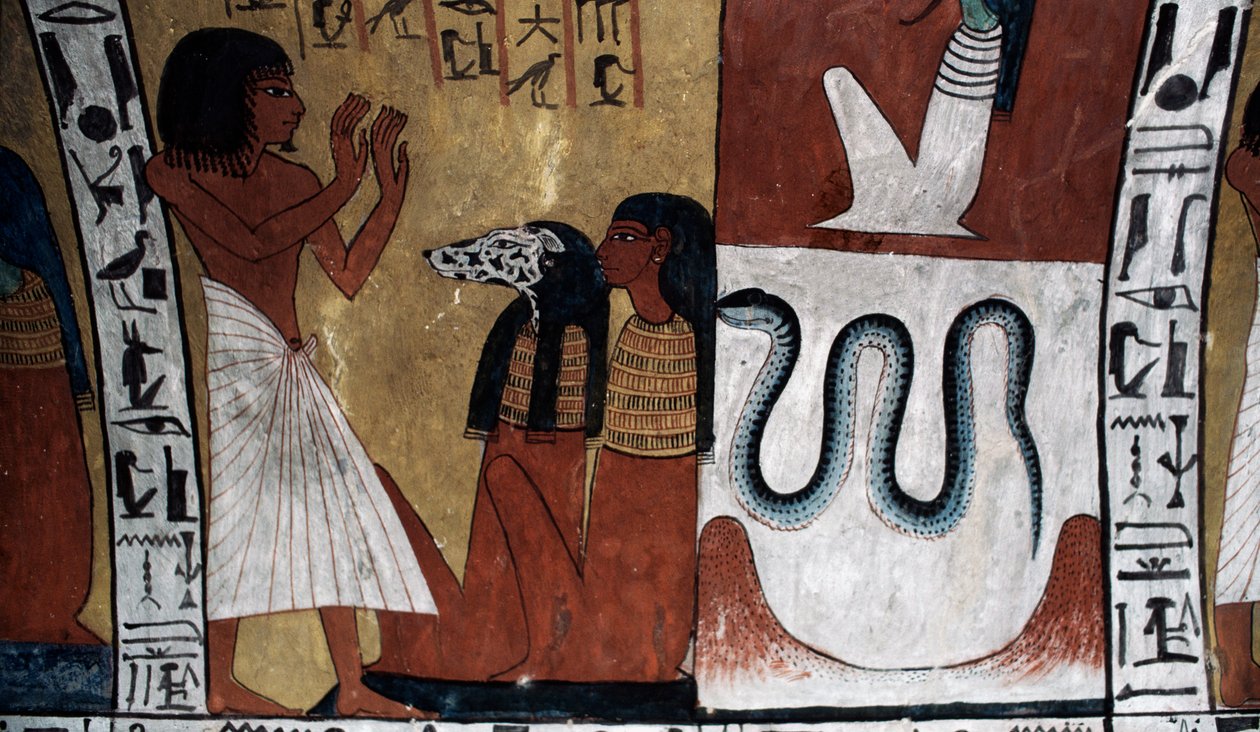 Falfestmény, Sennedjem sírja, Királyok Völgye, Luxor, Théba (UNESCO Világörökség) alkotó: Egyptian 18th Dynasty