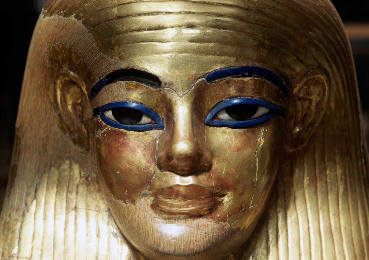Júja halotti maszkja, Júja Tjuja sírjából, Királyok Völgye, Egyiptom, Egyiptomi civilizáció, Újbirodalom, XVIII. dinasztia, részlet alkotó: Egyptian 18th Dynasty