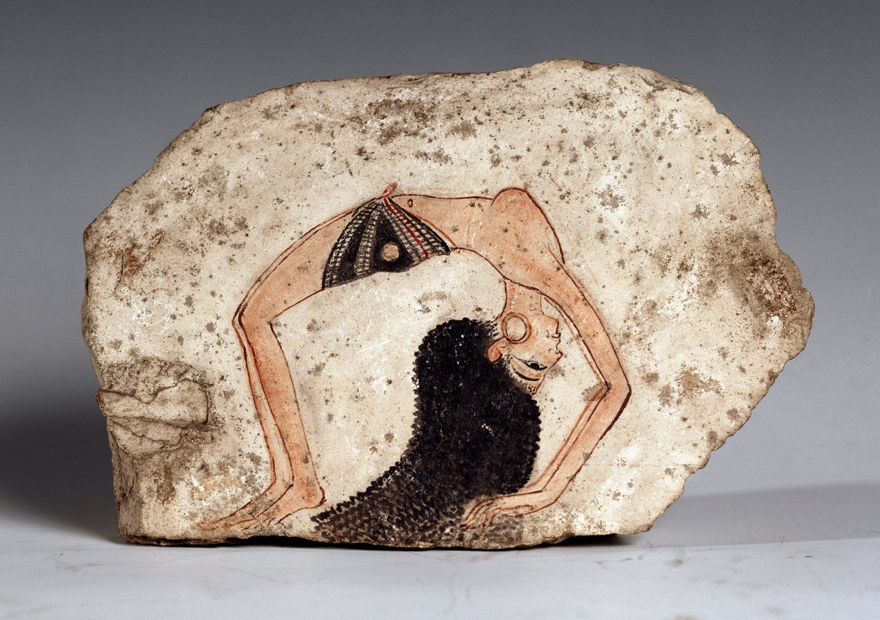 Egy nő akrobata táncos, Ostrakon. Mészkő, Kr.e. 1295-1186 körül alkotó: Egyptian 19th Dynasty