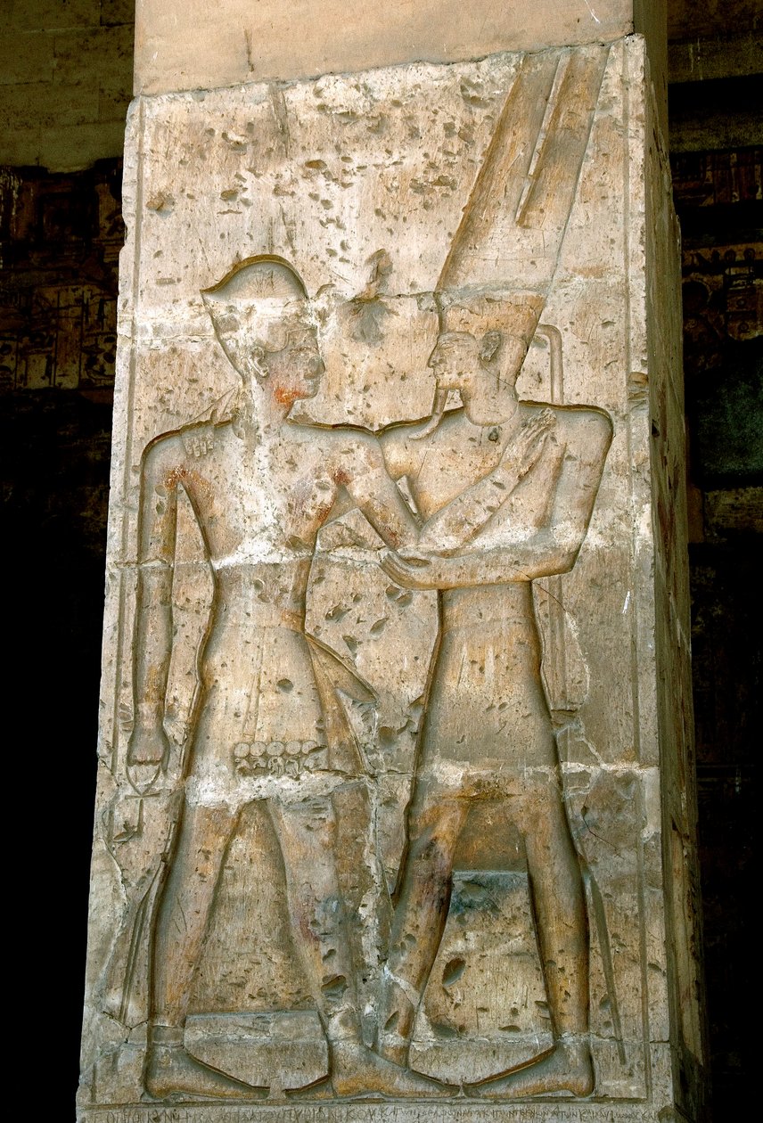 Ókori egyiptomi művészet: Alacsony dombormű I. Sethi (Sety vagy Seti I) templomának oszlopán alkotó: Egyptian 19th Dynasty