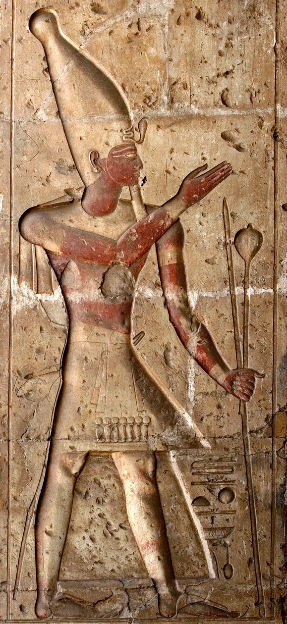 Ókori egyiptomi művészet: Alacsony dombormű I. Seti templomának oszlopán (Stay vagy Seti I alkotó: Egyptian 19th Dynasty