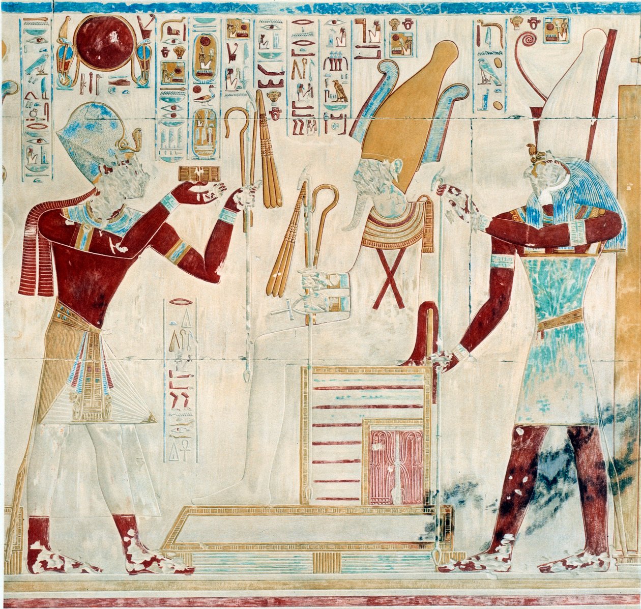 Művészet Egyiptom: Sethos díszeket kínál Ozirisznek alkotó: Egyptian 19th Dynasty