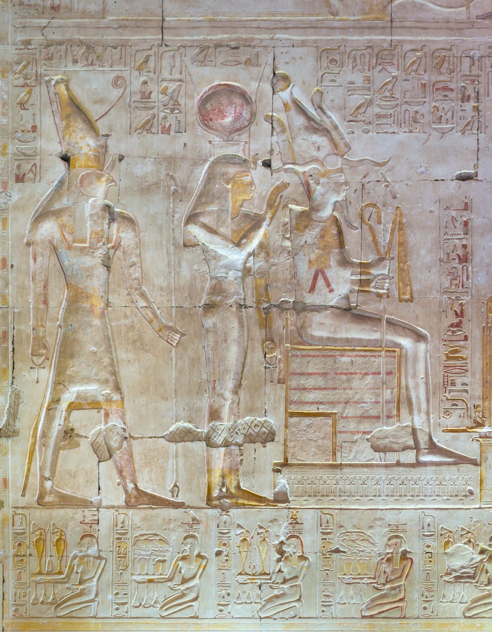 Színes dombormű, Seti I temploma, Abydos, Egyiptom alkotó: Egyptian 19th Dynasty