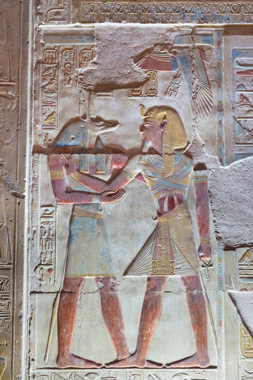 Színes dombormű, Seti I temploma, Abydos, Egyiptom alkotó: Egyptian 19th Dynasty