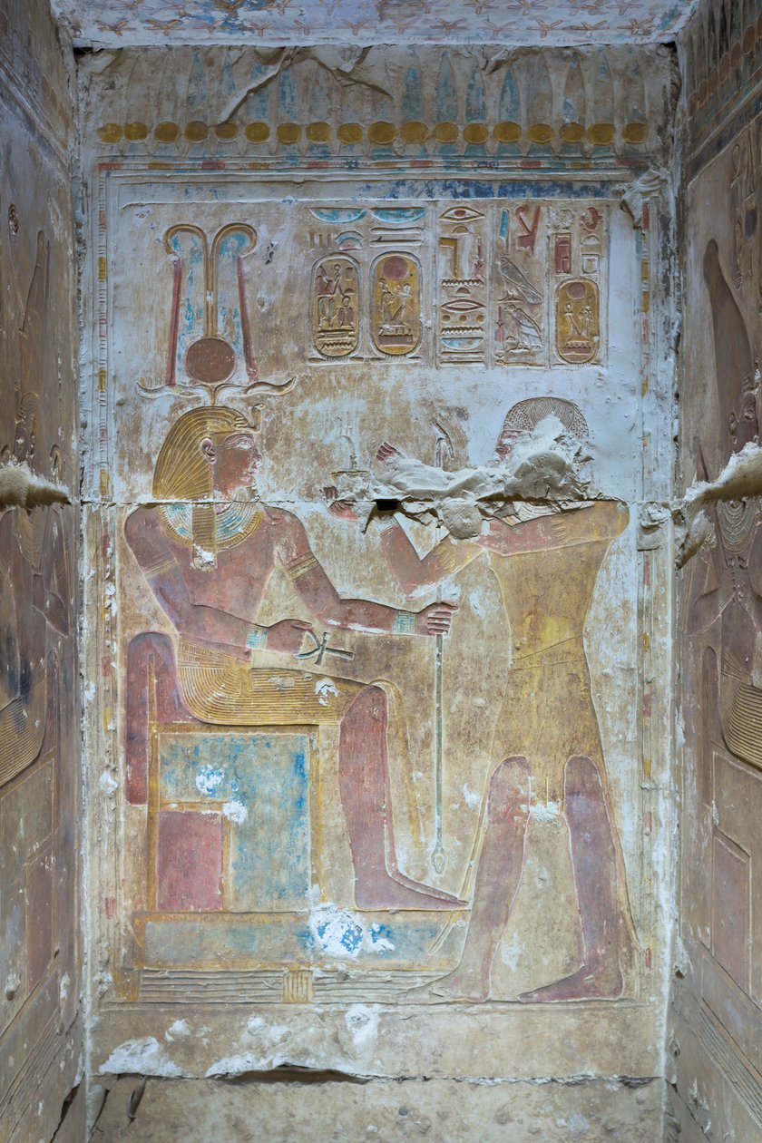Színes dombormű, Seti I temploma, Abydos, Egyiptom alkotó: Egyptian 19th Dynasty