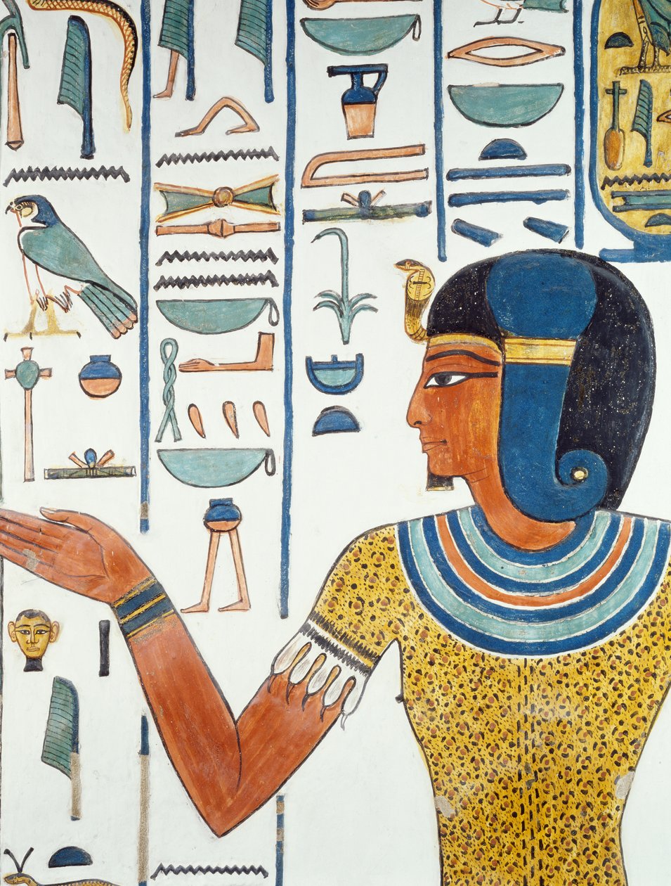Oszlop Hornedjiteffel, Nefertari sírkamrájának freskóinak részlete, a Királynők Völgye, Luxor, Théba (az Unesco világörökségi listája) alkotó: Egyptian 19th Dynasty