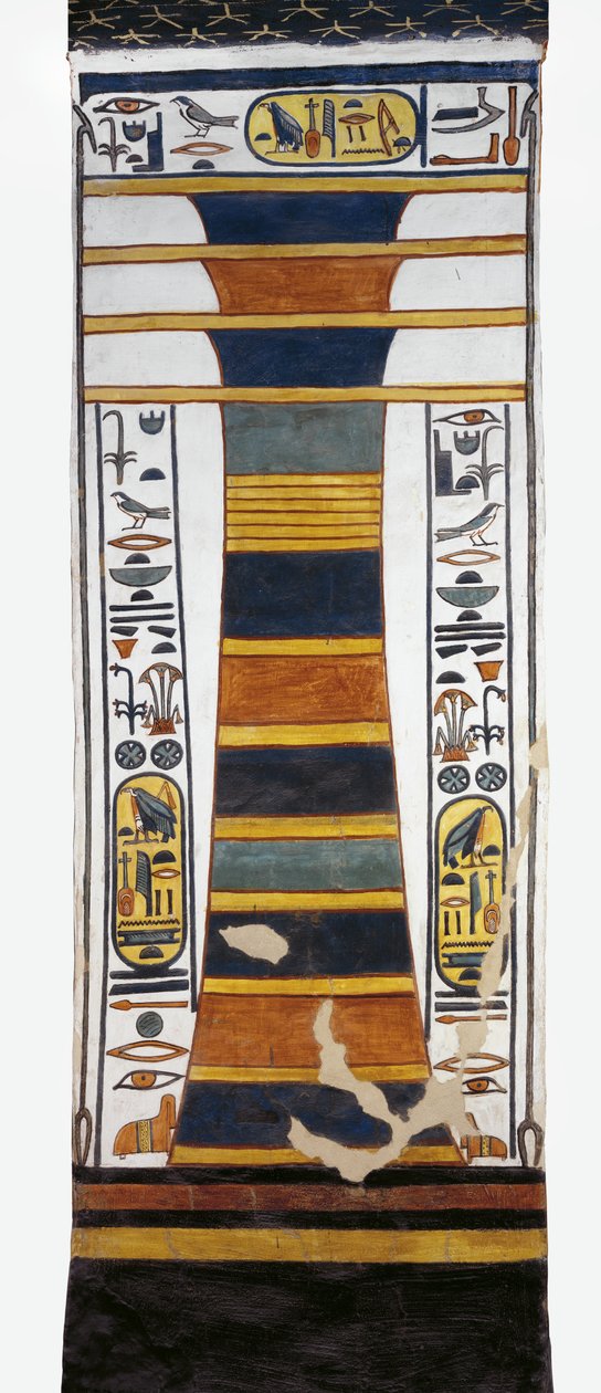 Egyiptom, Théba, Luxor, Királynők Völgye, Nefertari sírja, Ozirisz gerincét ábrázoló Djed oszlop, benne a feltámadás csontvelőjével, 19. dinasztiából. alkotó: Egyptian 19th Dynasty