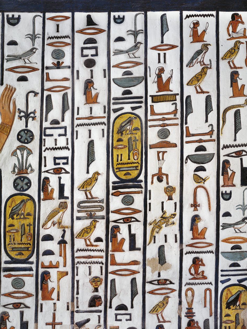 Egyiptom, Théba, Luxor, Királynők Völgye, Nefertari sírja, falfestmény a sírkamrában a 19. dinasztiából alkotó: Egyptian 19th Dynasty