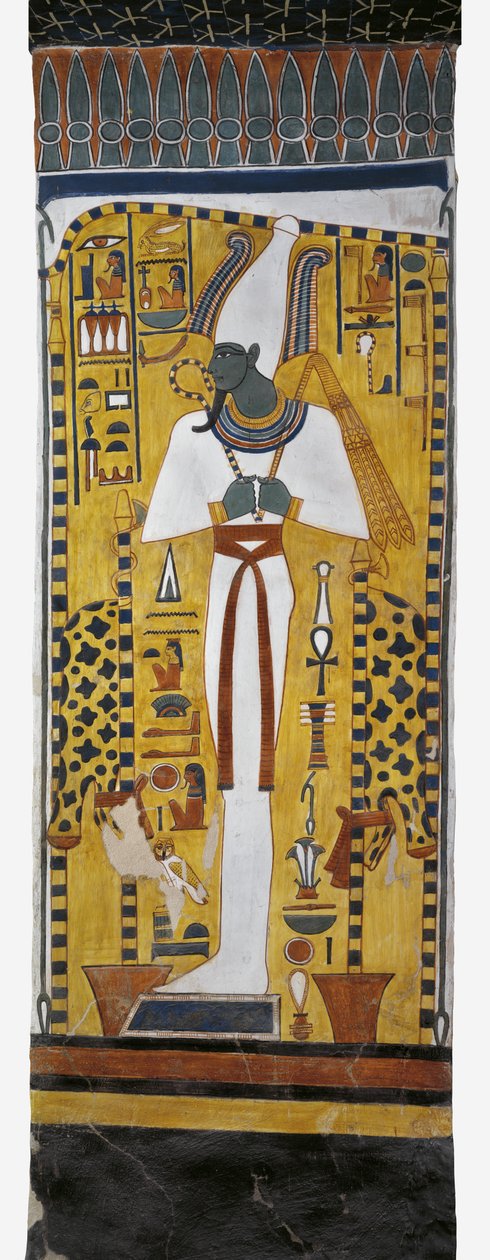 Egyiptom, Théba, Luxor, Királynők Völgye, Nefertari sírja, Ozirisz falfestménye a sírkamrában a 19. dinasztiából alkotó: Egyptian 19th Dynasty