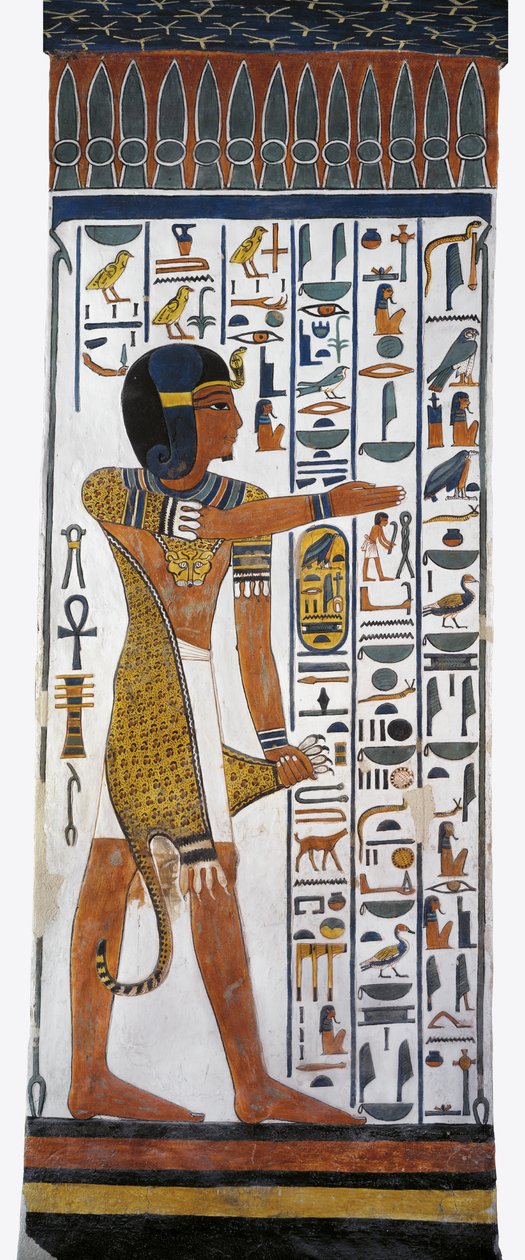 Egyiptom, Théba, Luxor, a Királynők Völgye, Nefertari sírja, Hórusz isten falfestménye a sírkamrában a 19. dinasztiából alkotó: Egyptian 19th Dynasty