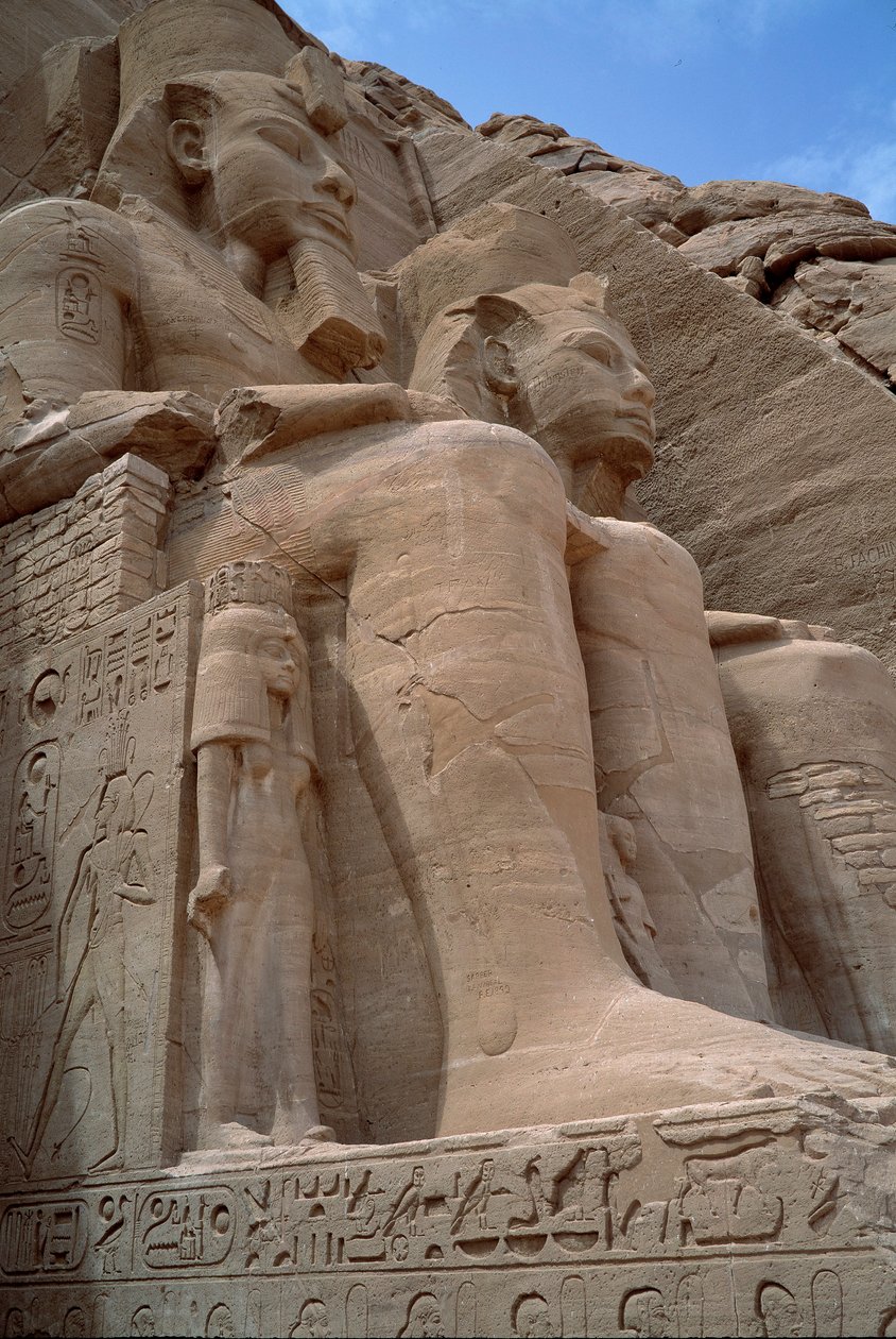 Egyiptomi ókor: Ramszesz templomának kolosszusa II. Kr.e. 1271-1256. Abu Simbel (Abu Simbel), Asszuán, Egyiptom alkotó: Egyptian 19th Dynasty
