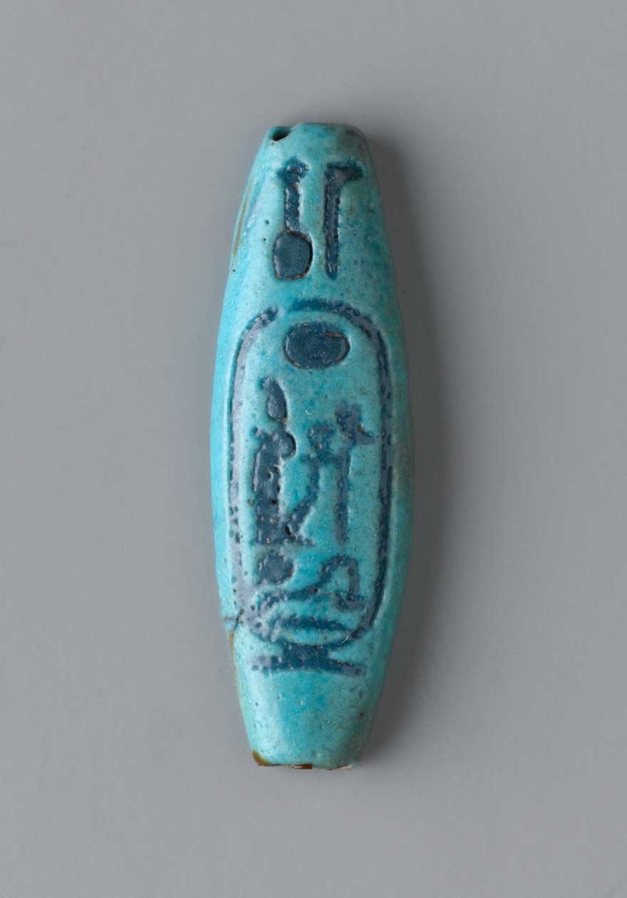 Hosszúkás ovális gyöngy, New Kingdom (fajansz) alkotó: Egyptian 19th Dynasty