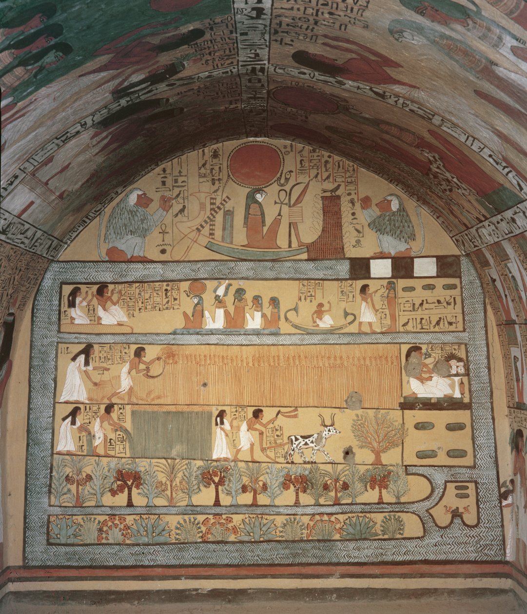 Szüreti jelenet a keleti falon, Sennedjem sírjából, The Workers Village, New Kingdom (falfestmény) alkotó: Egyptian 19th Dynasty