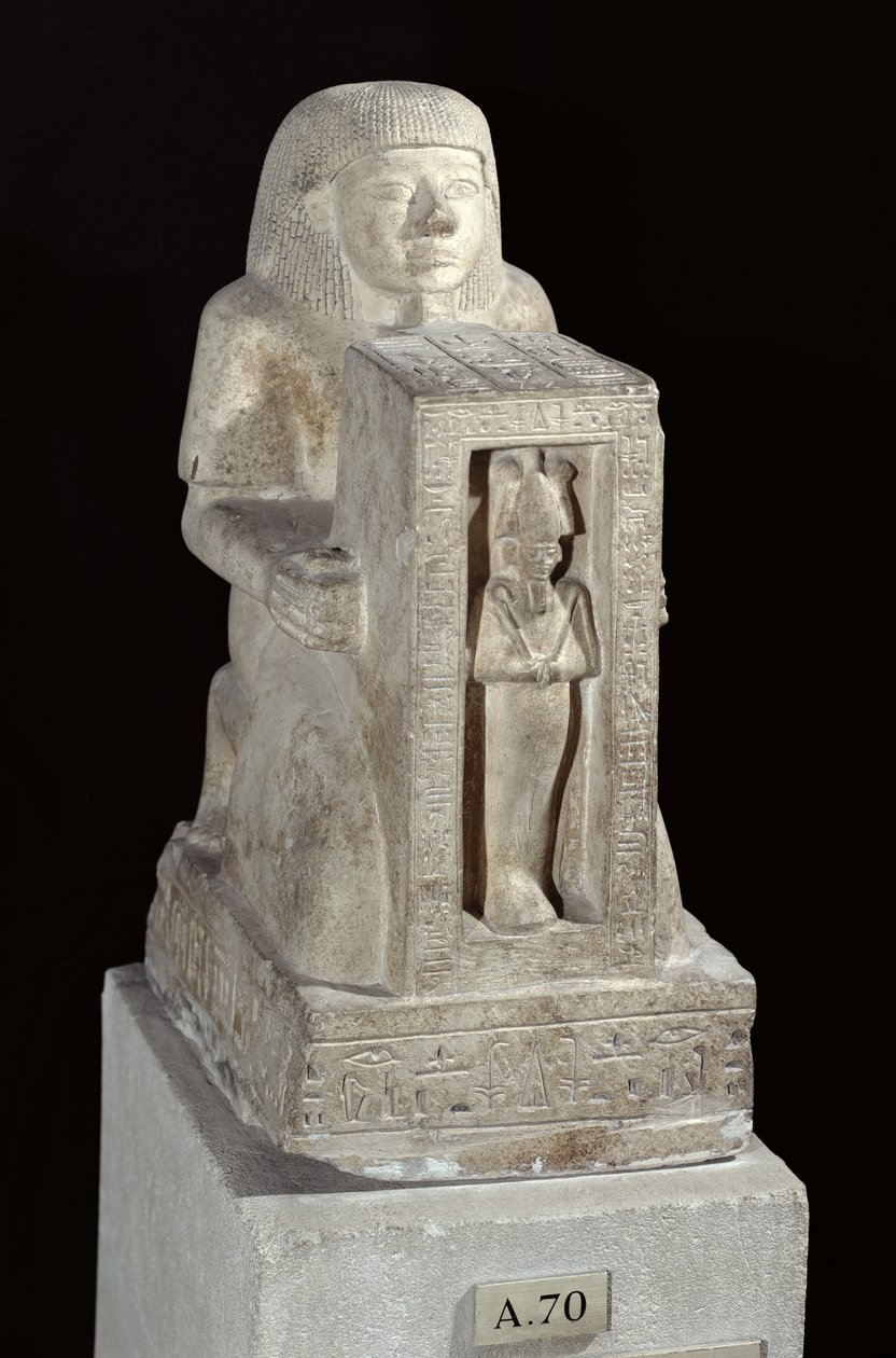 Széti királyi írnok naoforos szobra Oziriszszal a naoszban, Újbirodalom, ie 1279-1213 körül (mészkő) alkotó: Egyptian 19th Dynasty