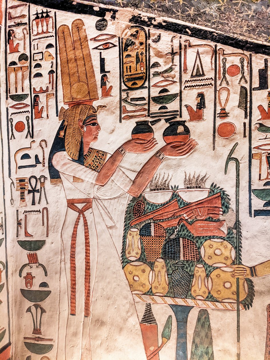 Nefertari felajánlást tesz Nefertari sírjából (falfestmény) alkotó: Egyptian 19th Dynasty