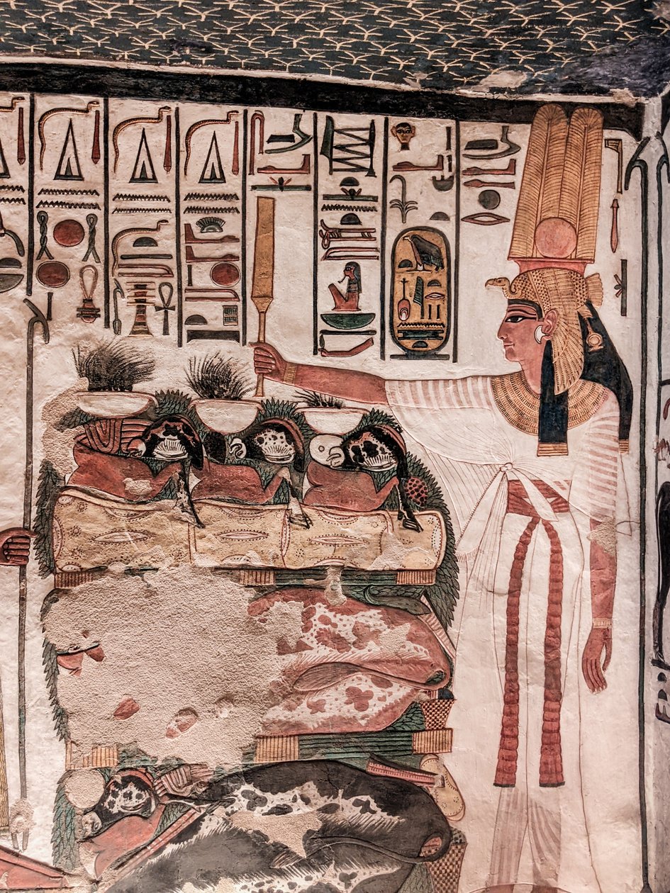 Nefertari túlvilági felajánlás (falfestés) alkotó: Egyptian 19th Dynasty