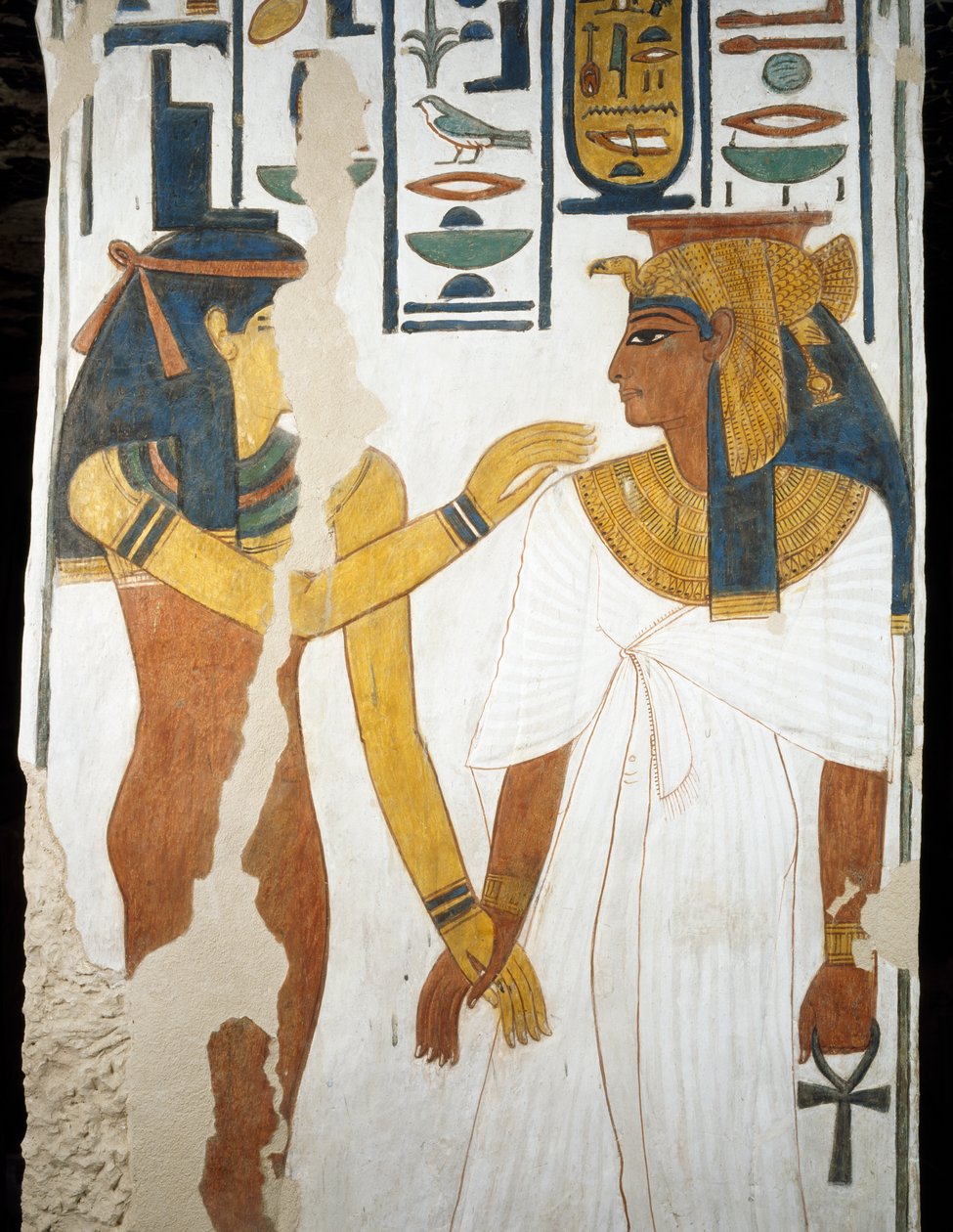 Nefertari, részlet a Nefertari sírja második kamrájának freskóiról, Queens Valley, Luxor, Théba (Unesco Világörökségi Lista alkotó: Egyptian 19th Dynasty