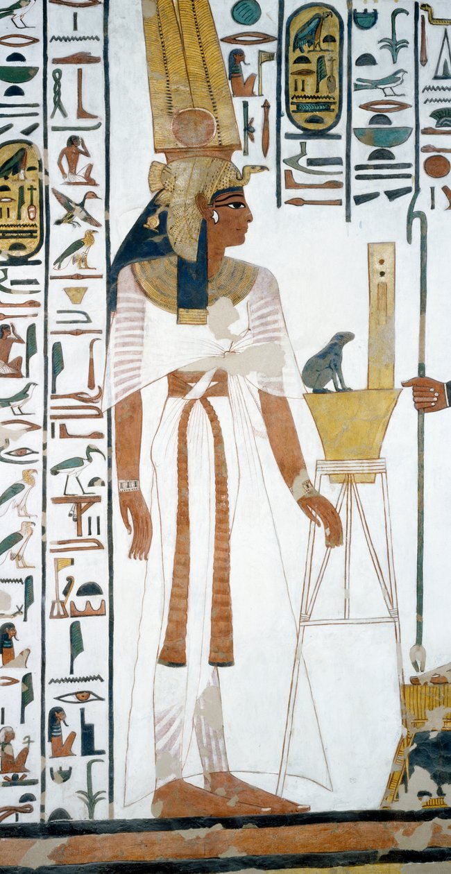 Nefertari, részlet a Nefertari sírja második kamrájának freskóiról, Queens Valley, Luxor, Théba (Unesco Világörökségi Lista alkotó: Egyptian 19th Dynasty