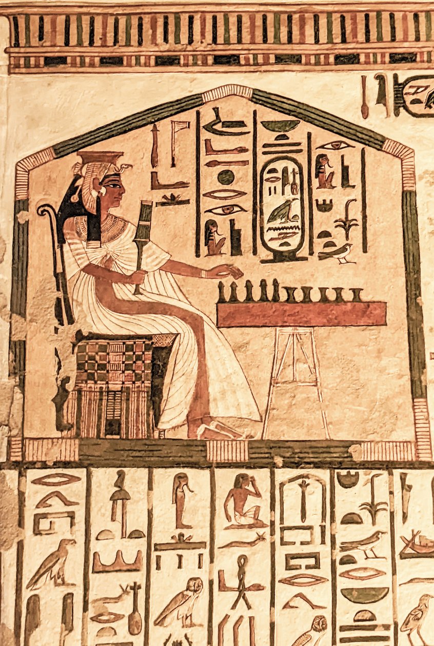 Nefertari játszik senet (falfestmény) alkotó: Egyptian 19th Dynasty