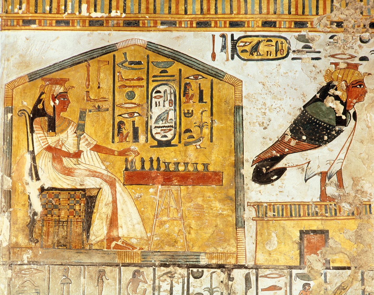 Nefertari játszik senet, egy falfestmény részlete Nefertari királynő sírjából, Új Királyság alkotó: Egyptian 19th Dynasty