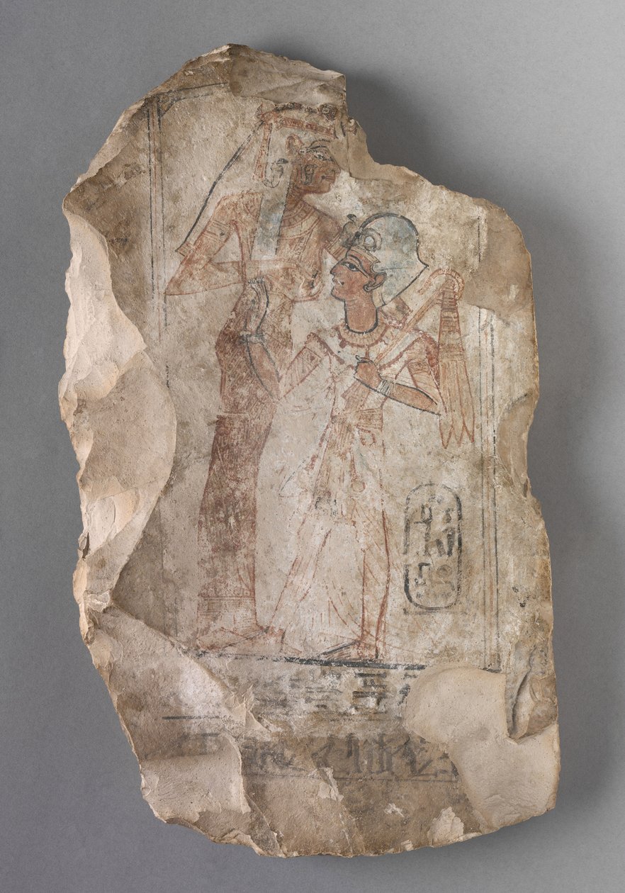 Ostracon: II. Ramszesz, akit egy istennő szoptatott, Kr.e. 1279-1213 alkotó: Egyptian 19th Dynasty