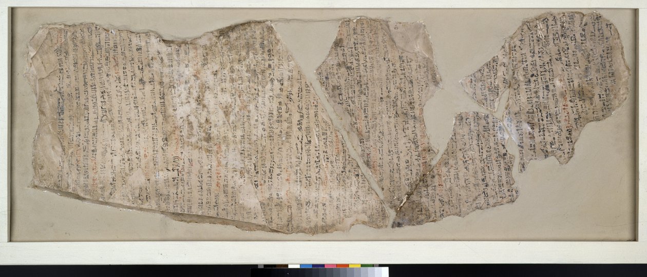Ostracon, fekete-piros hieratikus felirattal Sinuhe (mészkő) történetének nagy részével alkotó: Egyptian 19th Dynasty