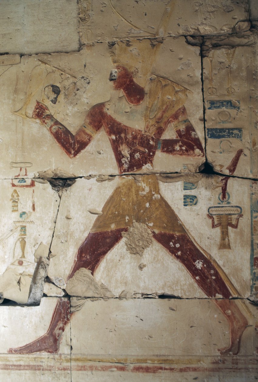 Fáraót ábrázoló festett dombormű, II. Ramszesz temploma, Abüdosz, Egyiptom, egyiptomi civilizáció, Újbirodalom, XIX. dinasztia (fotó) alkotó: Egyptian 19th Dynasty