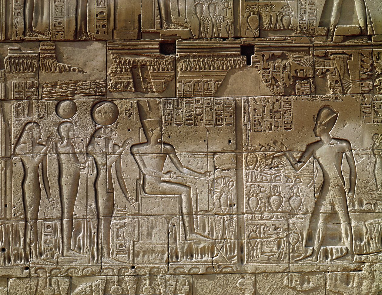 I. Szétit (Kr. e. 1294-1279 körül) ábrázoló dombormű, aki felajánlást tesz Amunnak, a Hypostyle Hall északi külső faláról, Új Királyság alkotó: Egyptian 19th Dynasty