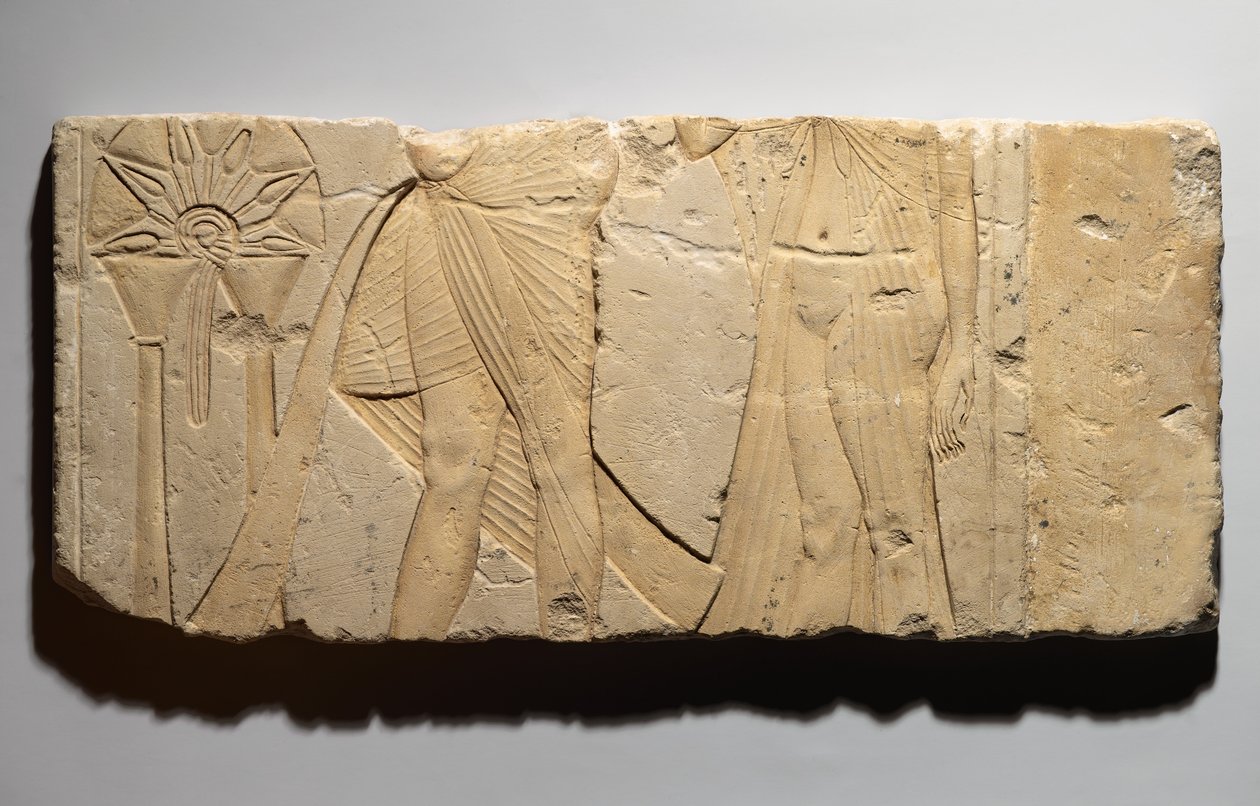 Felajánlási jelenetet ábrázoló dombormű, Tell el-Amarnából, Új Királyságból, ie 1353-1336 körül (mészkő) alkotó: Egyptian 19th Dynasty