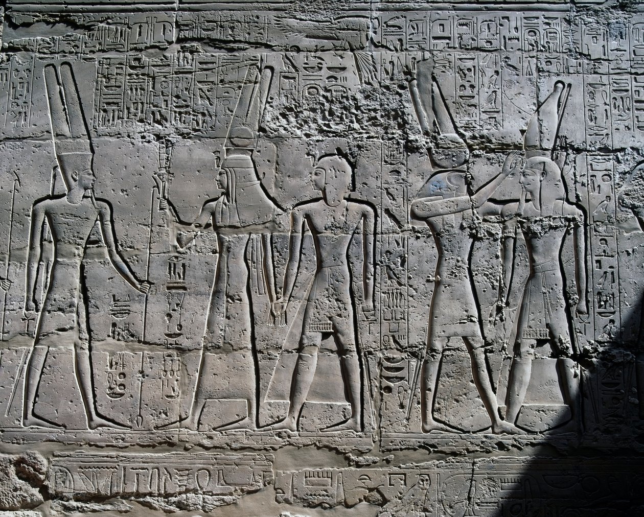 Istennek való felajánlás jelenetei, dombormű, a Great Hypostyle Hall belső falai, a karnaki templomegyüttes (az Unesco világörökségi listája alkotó: Egyptian 19th Dynasty
