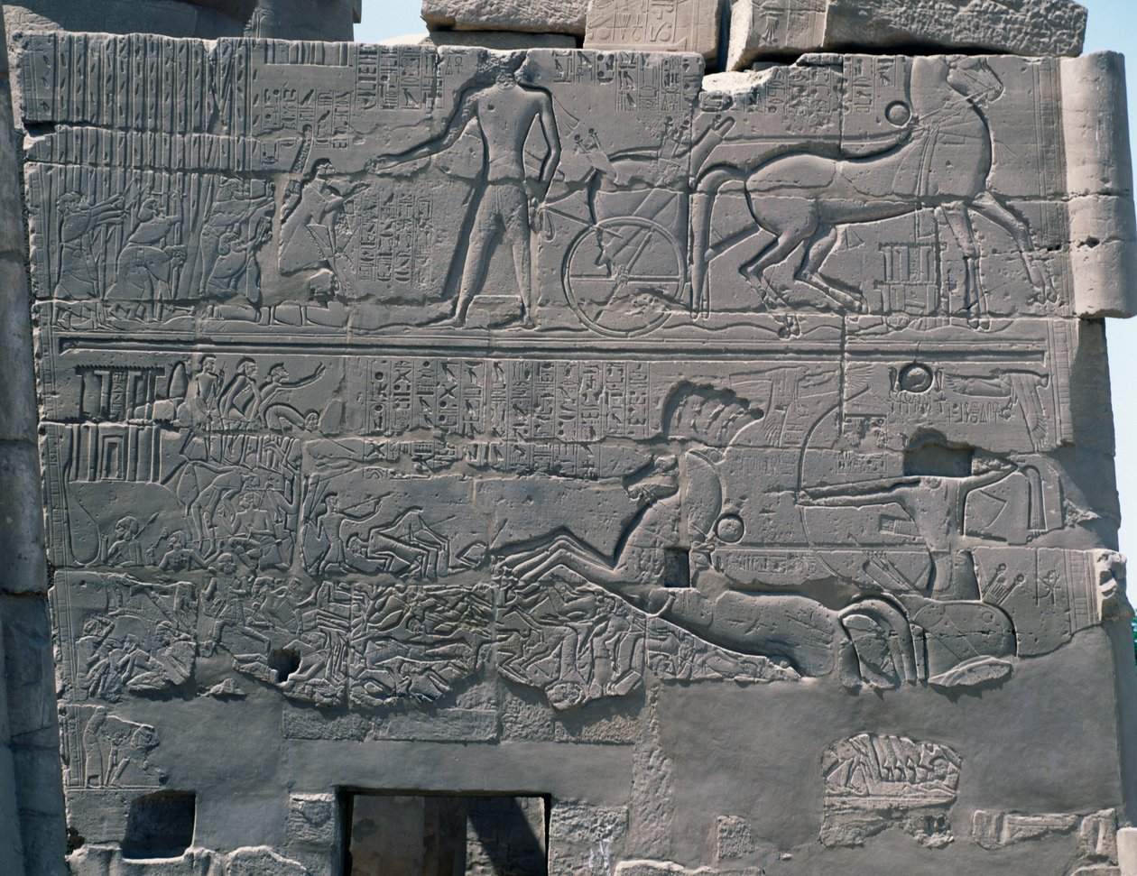 I. Seti csatája Palesztina ellen, dombormű, a Great Hypostyle Hall keleti külső fala, a karnaki templomegyüttes (az Unesco világörökségi listája alkotó: Egyptian 19th Dynasty