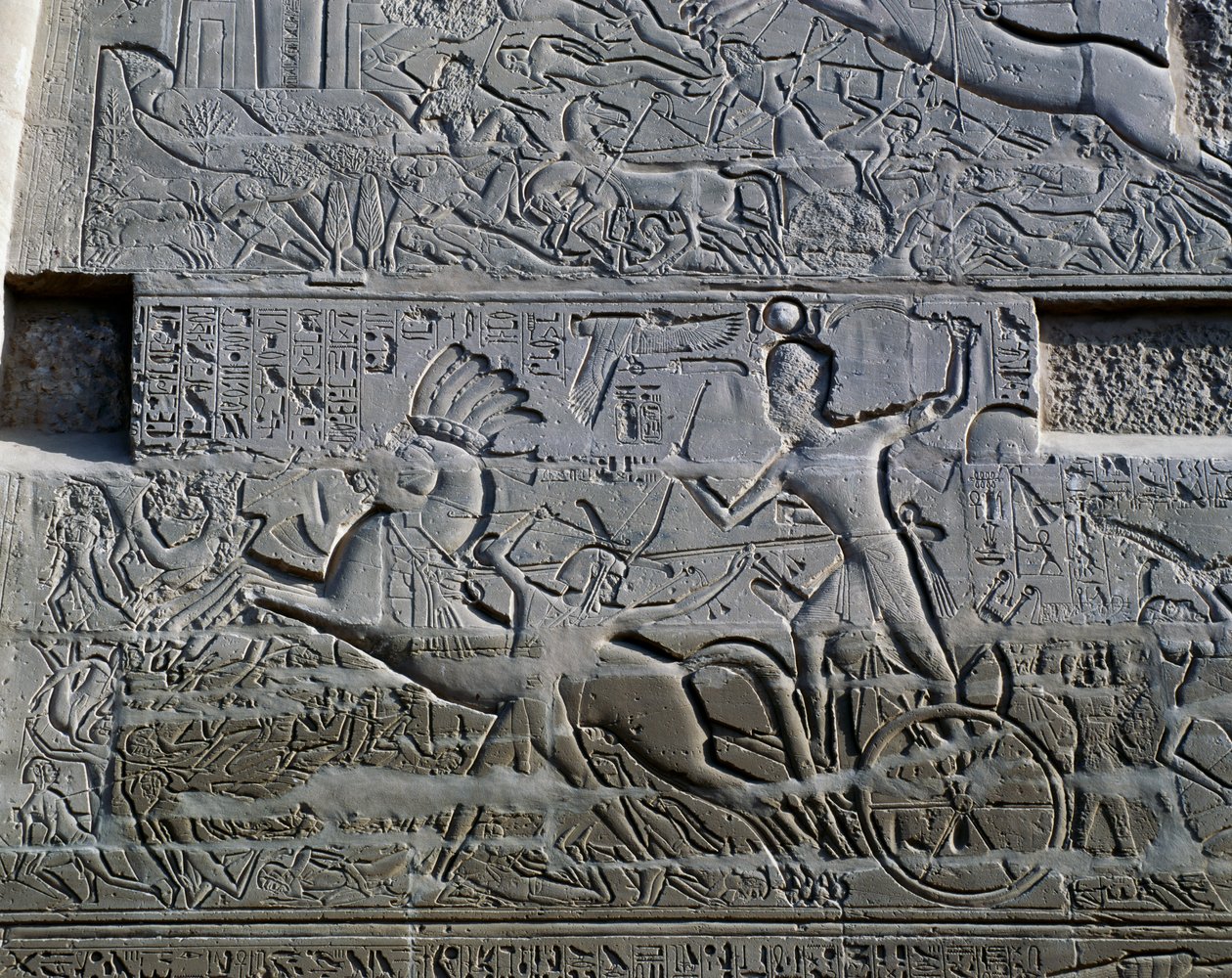 I. Szeti szíriai és palesztinai hadjáratai, dombormű, a karnaki templomkomplexum Nagy Hiposztílus-csarnokának északi külső fala (Unesco Világörökségi Listája). alkotó: Egyptian 19th Dynasty