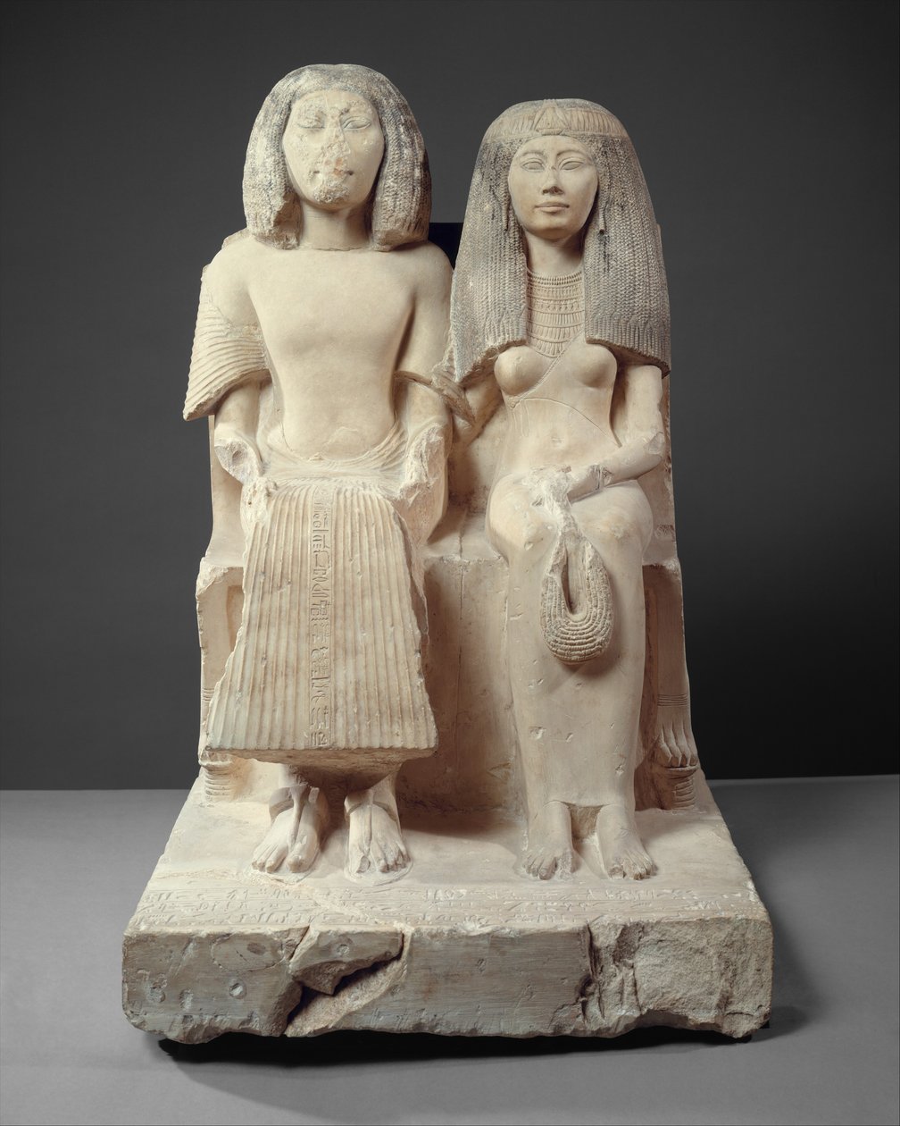 Yuny és felesége Renenutet, ie 1280 körül (festett mészkő) alkotó: Egyptian 19th Dynasty