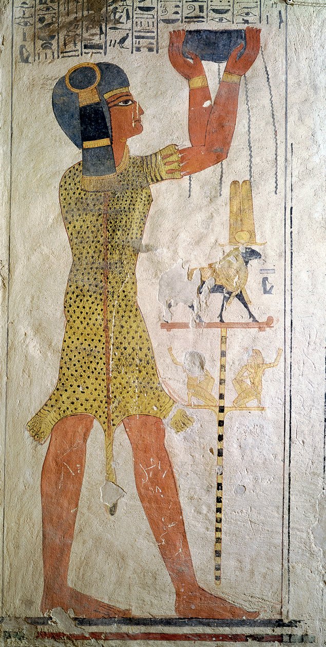Egy inmutef pap felajánlást tesz Ramszesz IX. sírjából (Kr. e. 1126-1108) Új Királyság (falfestmény) alkotó: Egyptian 20th Dynasty
