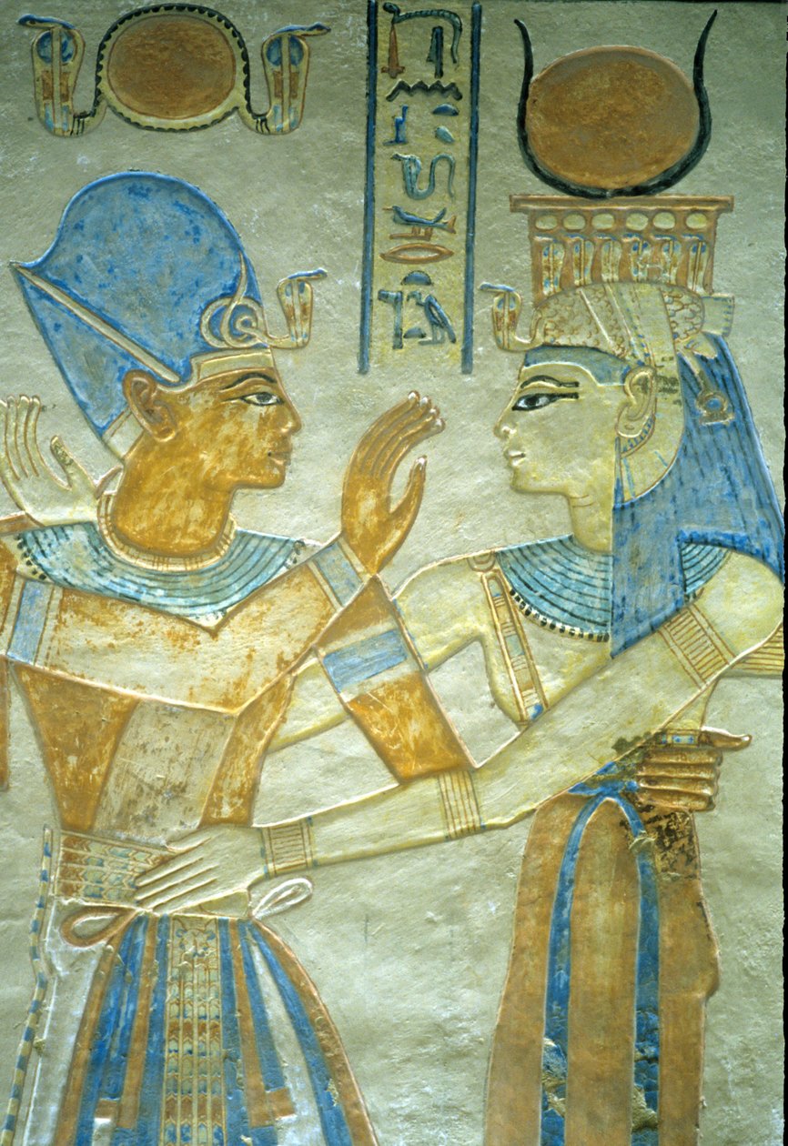 Az ókori Egyiptom, III. Ramszesz átöleli Ízisz, Amon hir Khopshef sírját alkotó: Egyptian 20th Dynasty