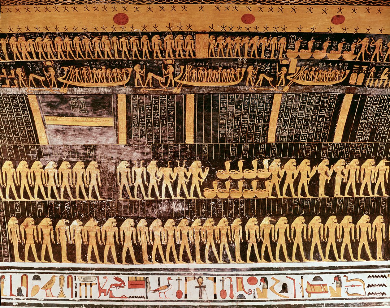 Részlet a Nap könyvéből VI. Ramszesz sírja sírkamrájának mennyezetéről (Kr. e. 1143-1136) Újbirodalom (falfestmény) alkotó: Egyptian 20th Dynasty