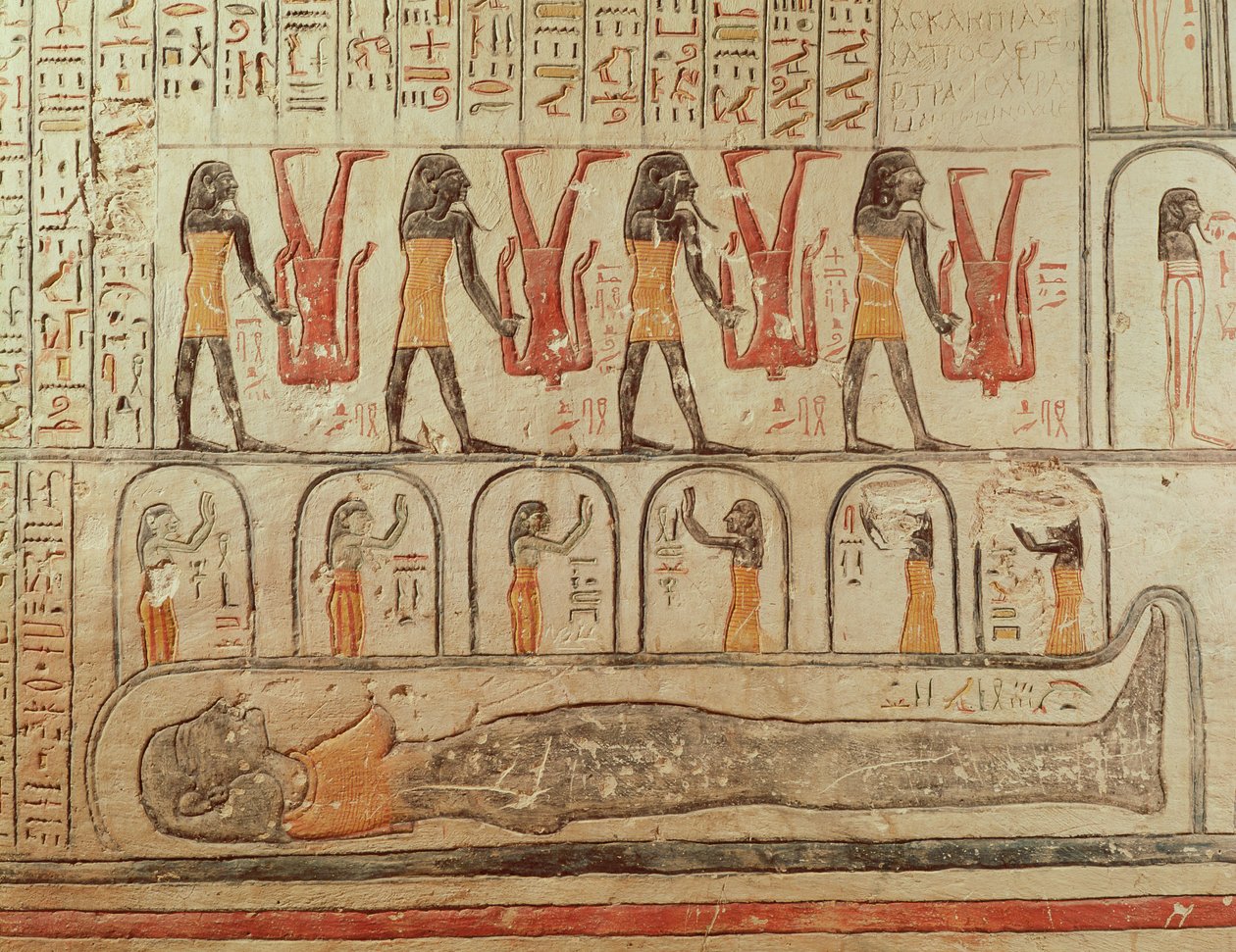 Részlet a Föld könyvéből, VI. Ramszesz sírjának sírkamrájából (Kr. e. 1143-1136) Újbirodalom (falfestmény) alkotó: Egyptian 20th Dynasty