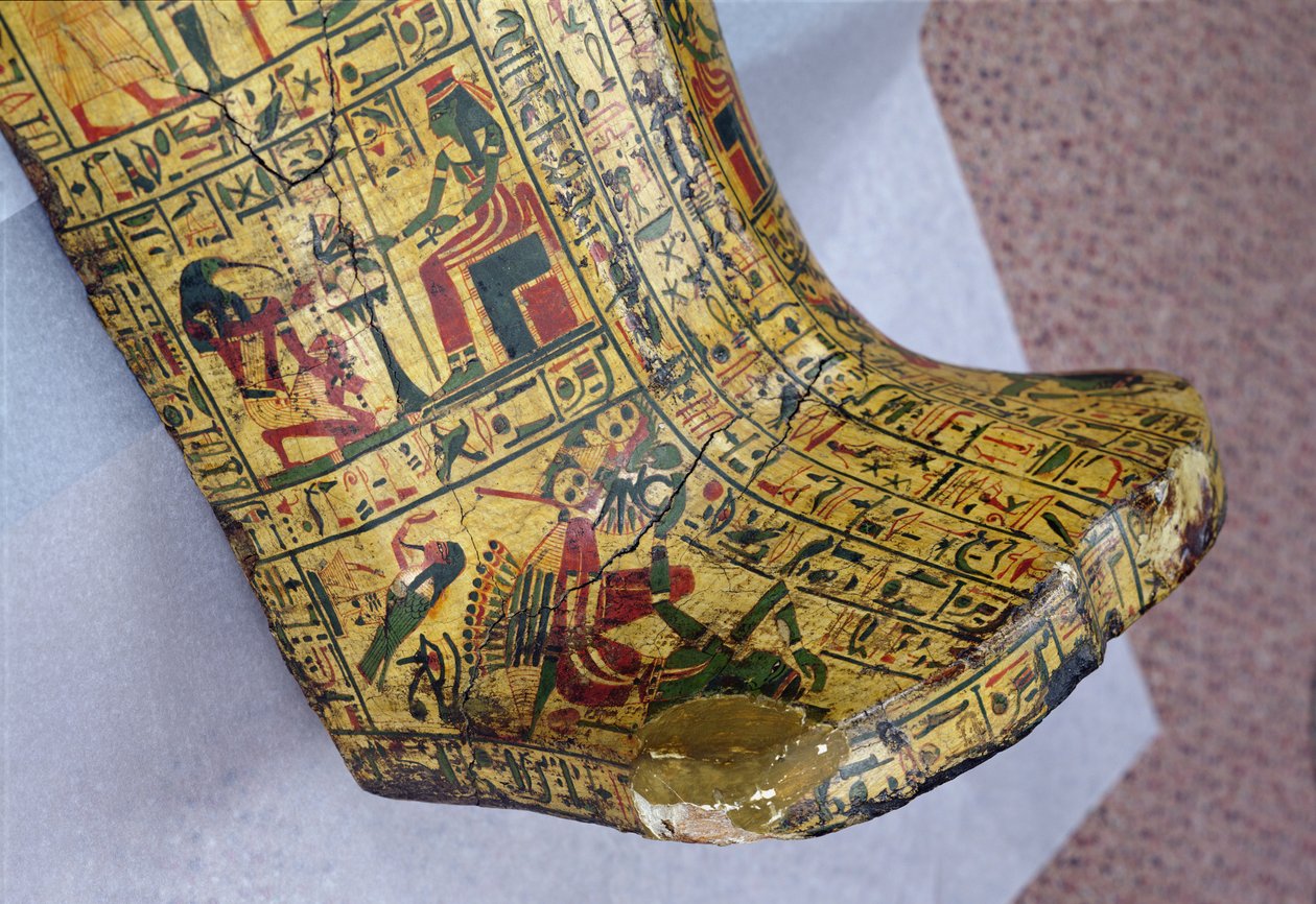 Részlet Nesyamun múmiája külső koporsójáról, valószínűleg Deir dl-Bahriban, Új Királyságban, ie 1100 körül (festett fa) alkotó: Egyptian 20th Dynasty