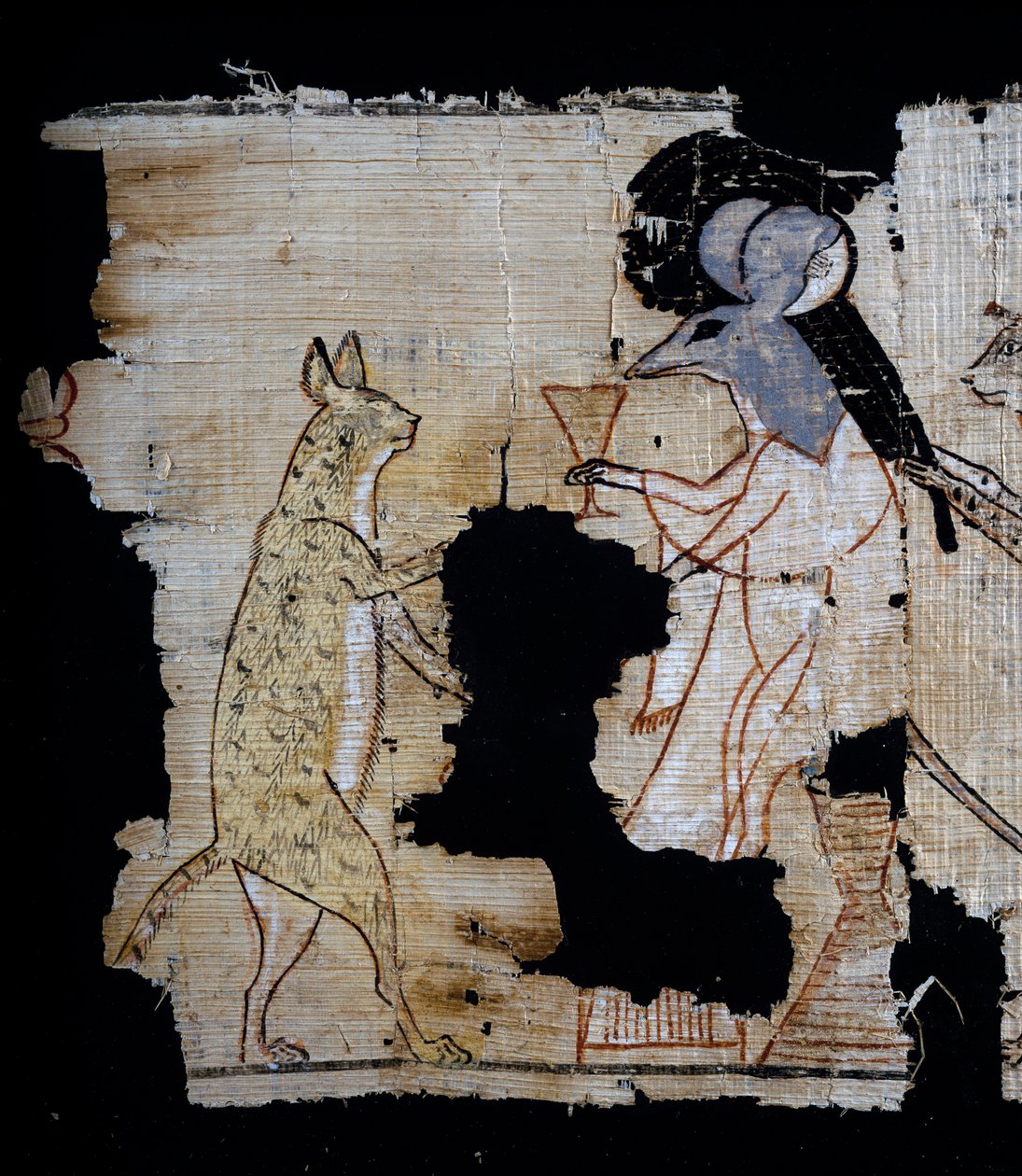 Szatirikus jelenetet ábrázoló papirusz, Kr.e. 1100 körül, IX. Ramszesz uralkodása idejéből, Részlet, Egyiptomi civilizáció, Új Királyság, XX. dinasztia alkotó: Egyptian 20th Dynasty