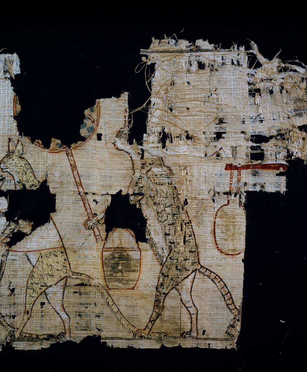 Szatirikus jelenetet ábrázoló papirusz, Kr.e. 1100 körül, IX. Ramszesz uralkodása idejéből, Részlet, Egyiptomi civilizáció, Új Királyság, XX. dinasztia alkotó: Egyptian 20th Dynasty