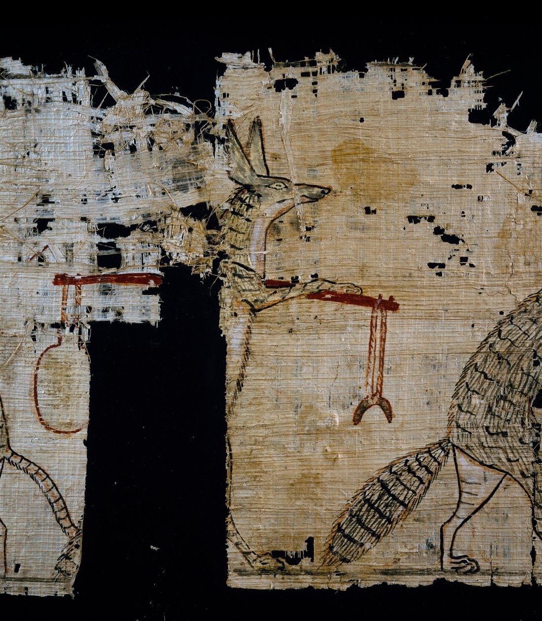 Szatirikus jelenetet ábrázoló papirusz, Kr.e. 1100 körül, IX. Ramszesz uralkodása idejéből, Részlet, Egyiptomi civilizáció, Új Királyság, XX. dinasztia alkotó: Egyptian 20th Dynasty