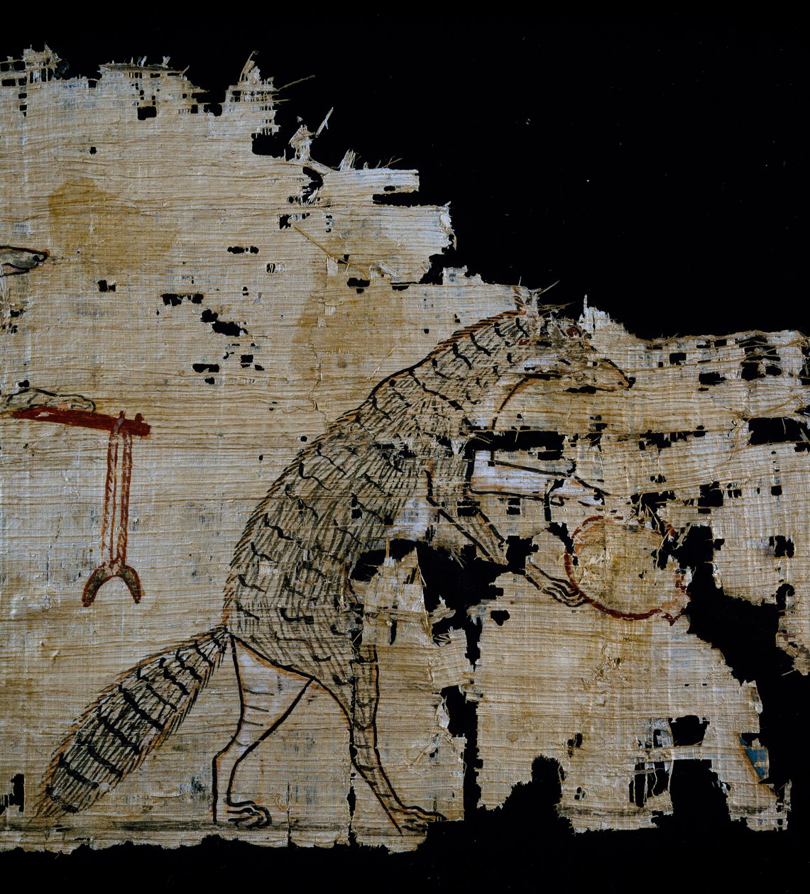 Szatirikus jelenetet ábrázoló papirusz, Kr.e. 1100 körül, IX. Ramszesz uralkodása idejéből, Részlet, Egyiptomi civilizáció, Új Királyság, XX. dinasztia alkotó: Egyptian 20th Dynasty