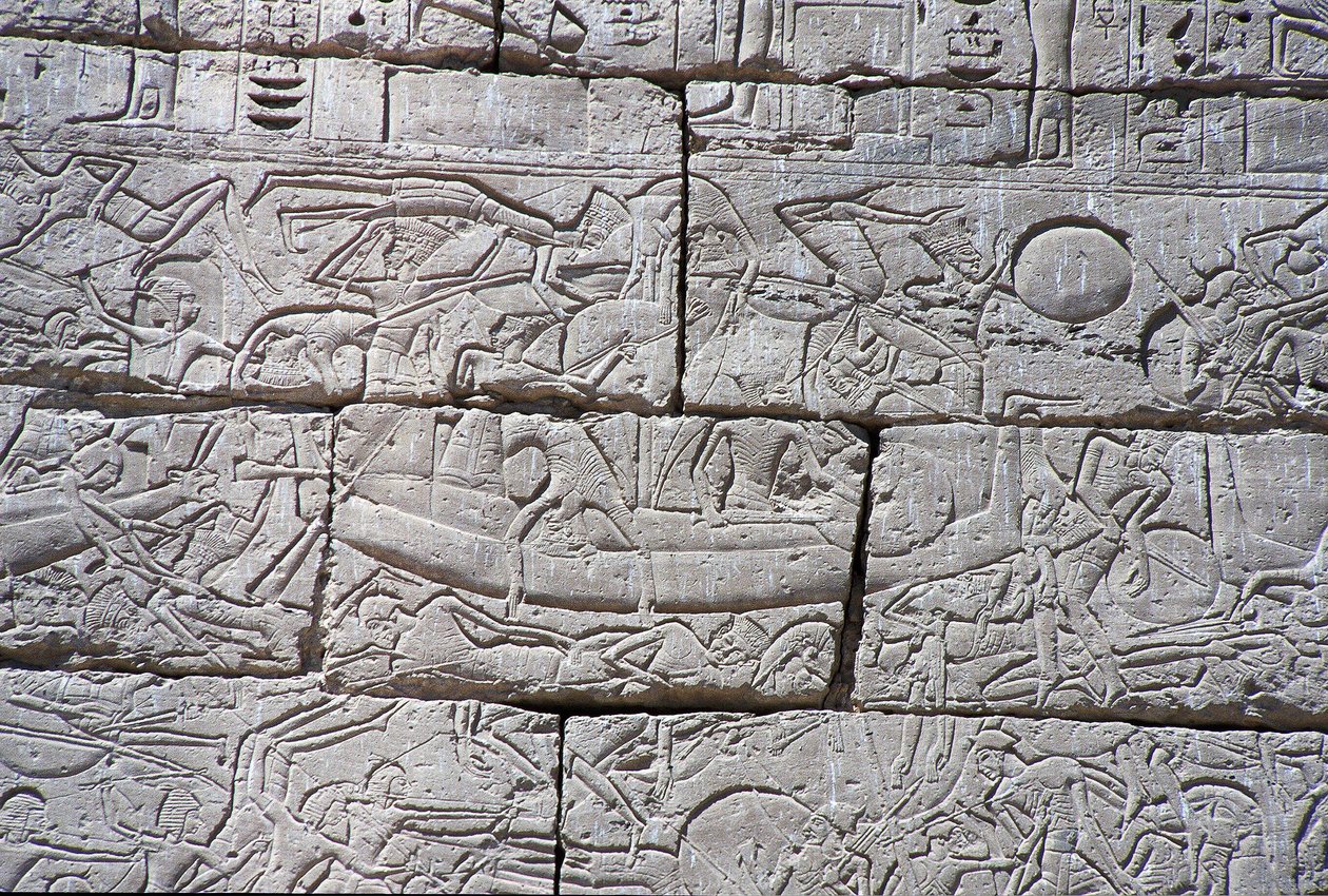 A tengeri nép, III. Ramszesz tengeri csata, Medinet Habu, ie 1195-64 alkotó: Egyptian 20th Dynasty