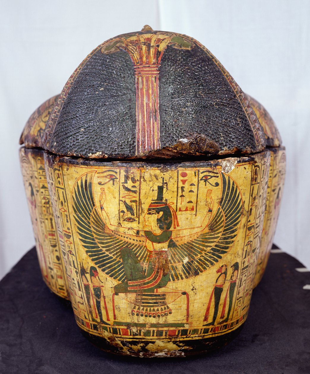Nesyamun múmiája koporsójának felső vége, valószínűleg Deir El-Bahriban, Újbirodalomban, ie 1100 körül (festett fa) alkotó: Egyptian 20th Dynasty