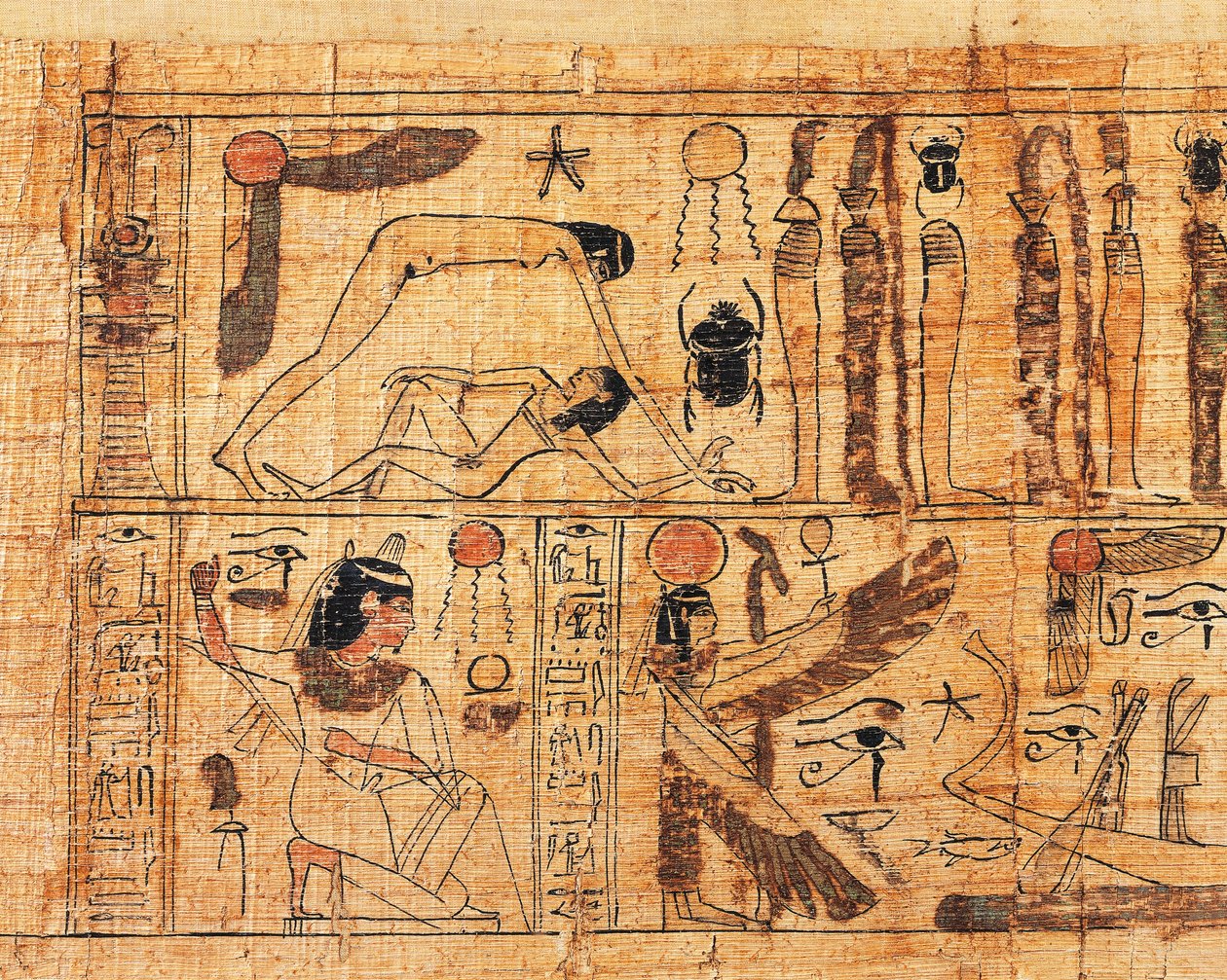 Serimen, Amon papjának temetési papirusza, a világ teremtésének részlete, Geb és Nut szétválasztása alkotó: Egyptian 21st Dynasty