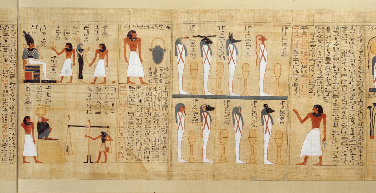 Imenemsaouf mitológiai papirusza, harmadik köztes időszak, ie 1000 körül (festett papirusz) (részlet) alkotó: Egyptian 21st Dynasty