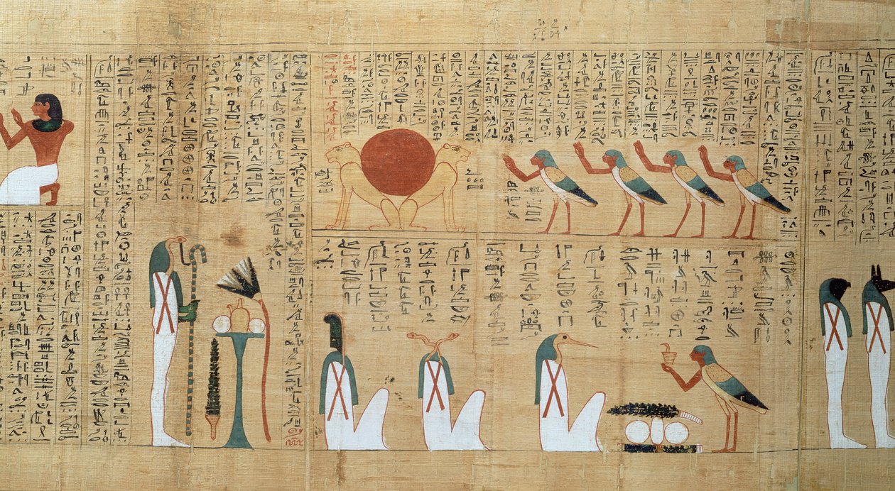 Imenemsaouf mitológiai papirusza, harmadik köztes időszak, ie 1000 körül (festett papirusz) (részlet) alkotó: Egyptian 21st Dynasty